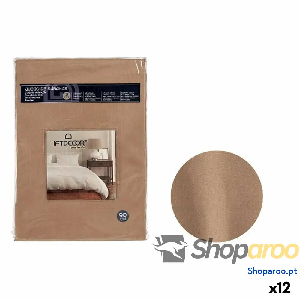 Conjunto de Lençóis Solteiro Castanho (12 Unidades)