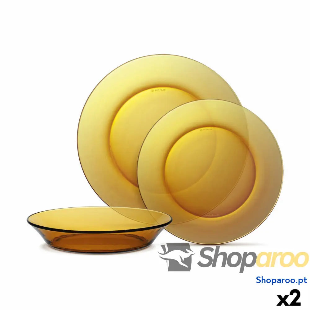 Conjunto de Louça Duralex Lys Âmbar 18 Peças (2 Unidades)