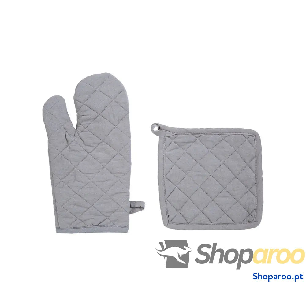 Conjunto de Luva de Forno e Pega Atmosphera Cinzento Algodão