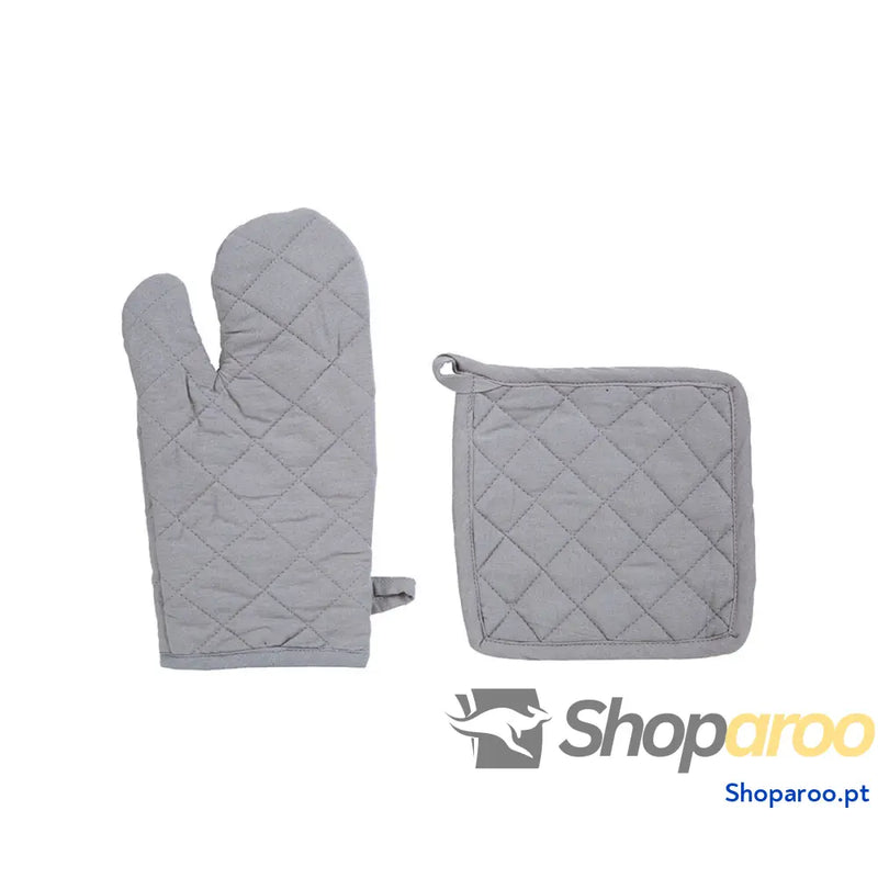 Conjunto de Luva de Forno e Pega Atmosphera Cinzento Algodão