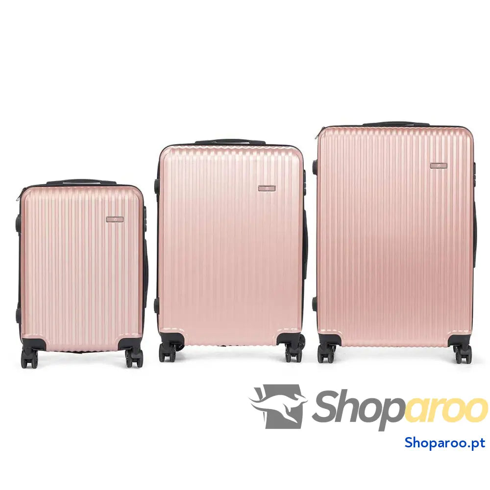 Conjunto de malas Cor de Rosa Riscas 3 Peças