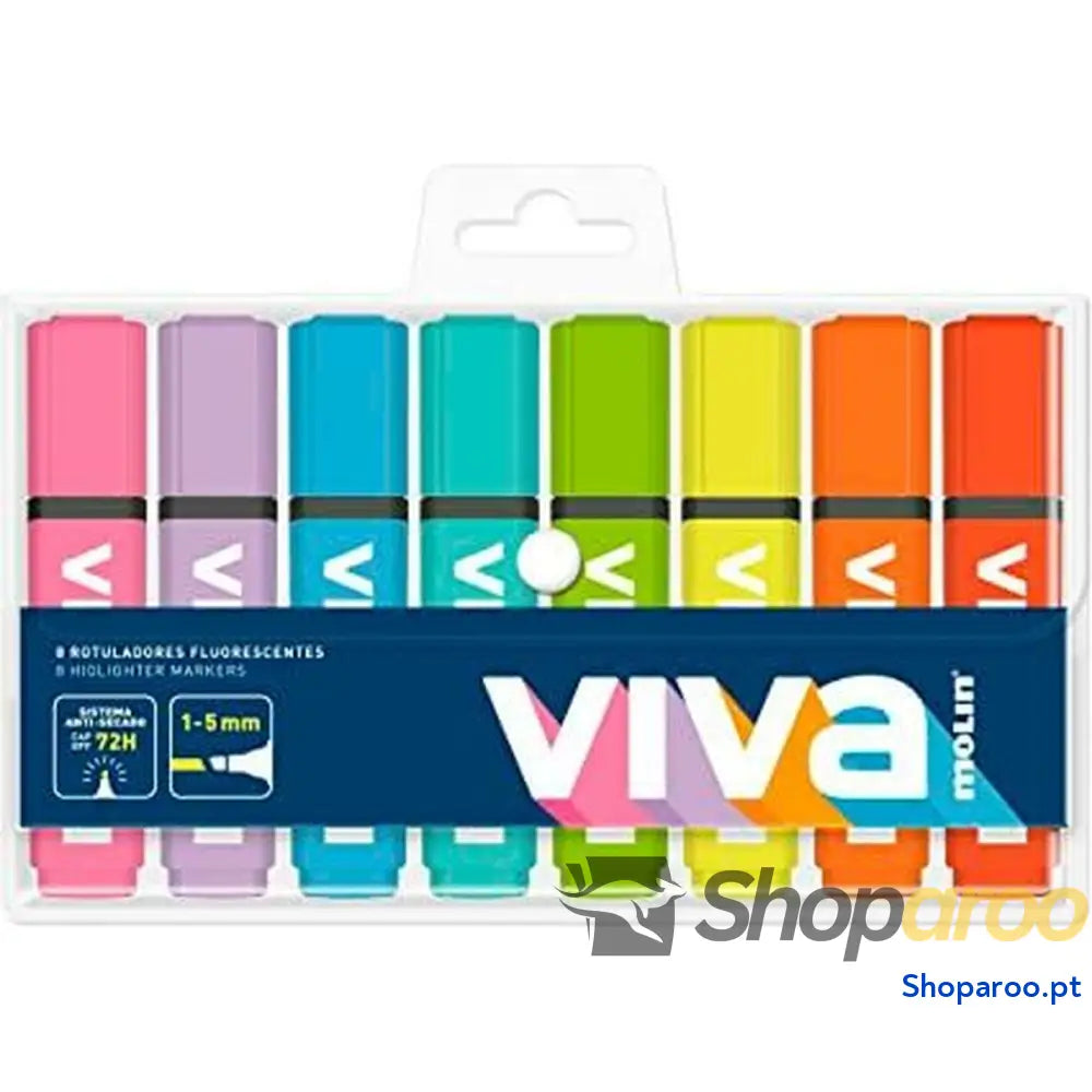 Conjunto de Marcadores Fluorescentes Molin VIVA Multicolor 8 Peças