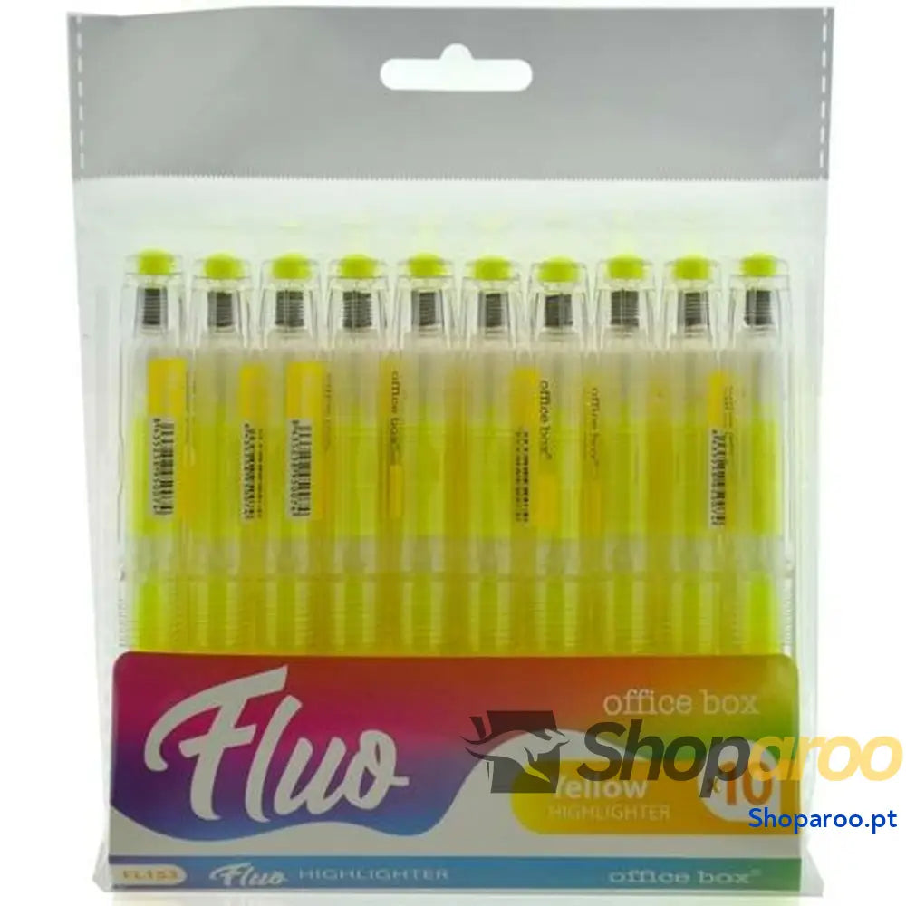 Conjunto de Marcadores Fluorescentes Office Box FLUO Amarelo 10 Peças