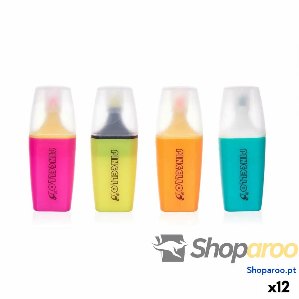 Conjunto de Marcadores Fluorescentes Pincello 495 Amarelo Verde Multicolor Laranja Cor Rosa (12 Unidades)
