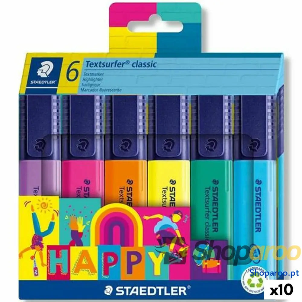 Conjunto de Marcadores Fluorescentes Staedtler Textsurfer Classic Happy Line (10 Unidades)