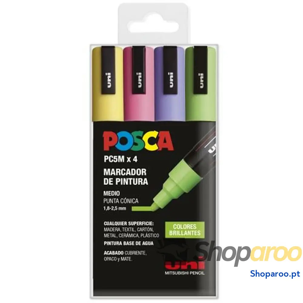 Conjunto de Marcadores POSCA PC-5M Bright 4 Peças