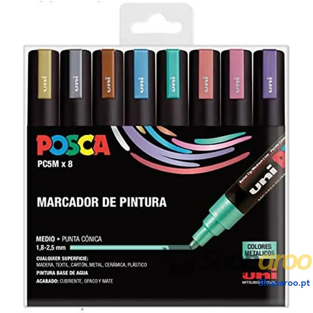 Conjunto de Marcadores Uni-Ball PC-5M/8C 8 Peças Multicolor