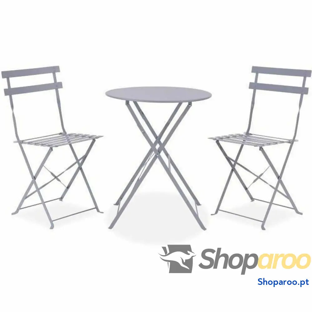 Conjunto de mesa com 2 cadeiras Cinzento