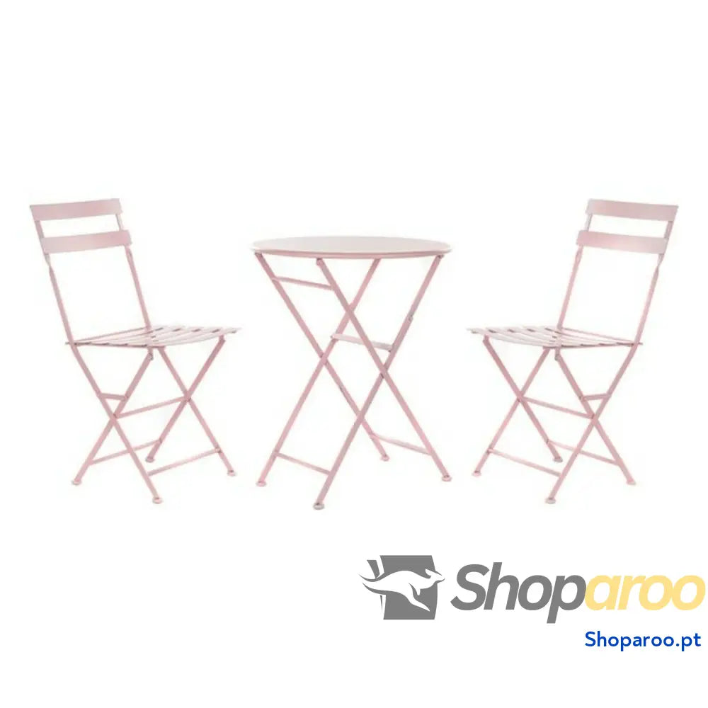 Conjunto de mesa com 2 cadeiras DKD Home Decor MB-177410 Cor de Rosa 60 x 60 x 75 cm (3 pcs)
