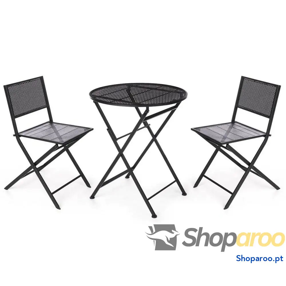 Conjunto de mesa com 2 cadeiras Ibergarden HS23377/78 Preto