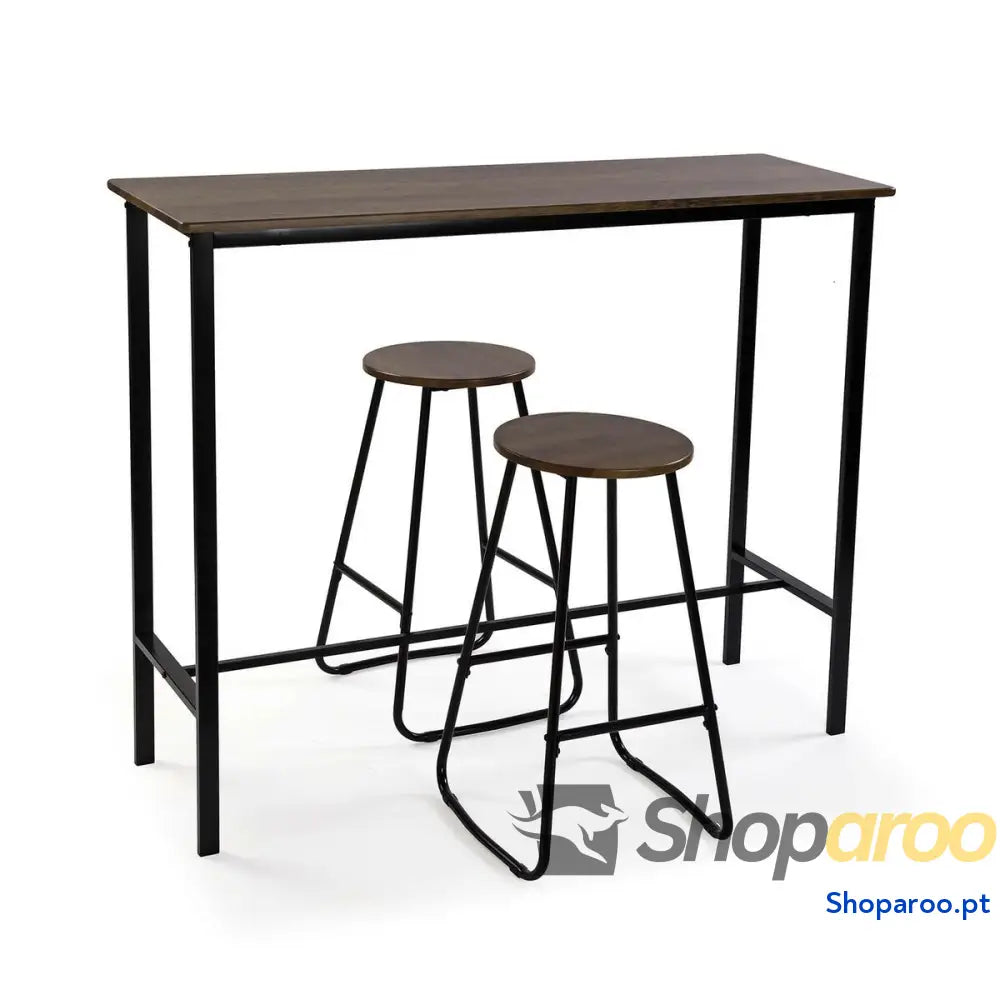 Conjunto de mesa com 2 cadeiras Versa Preto PVC Metal Madeira MDF 40 x 120 100 cm