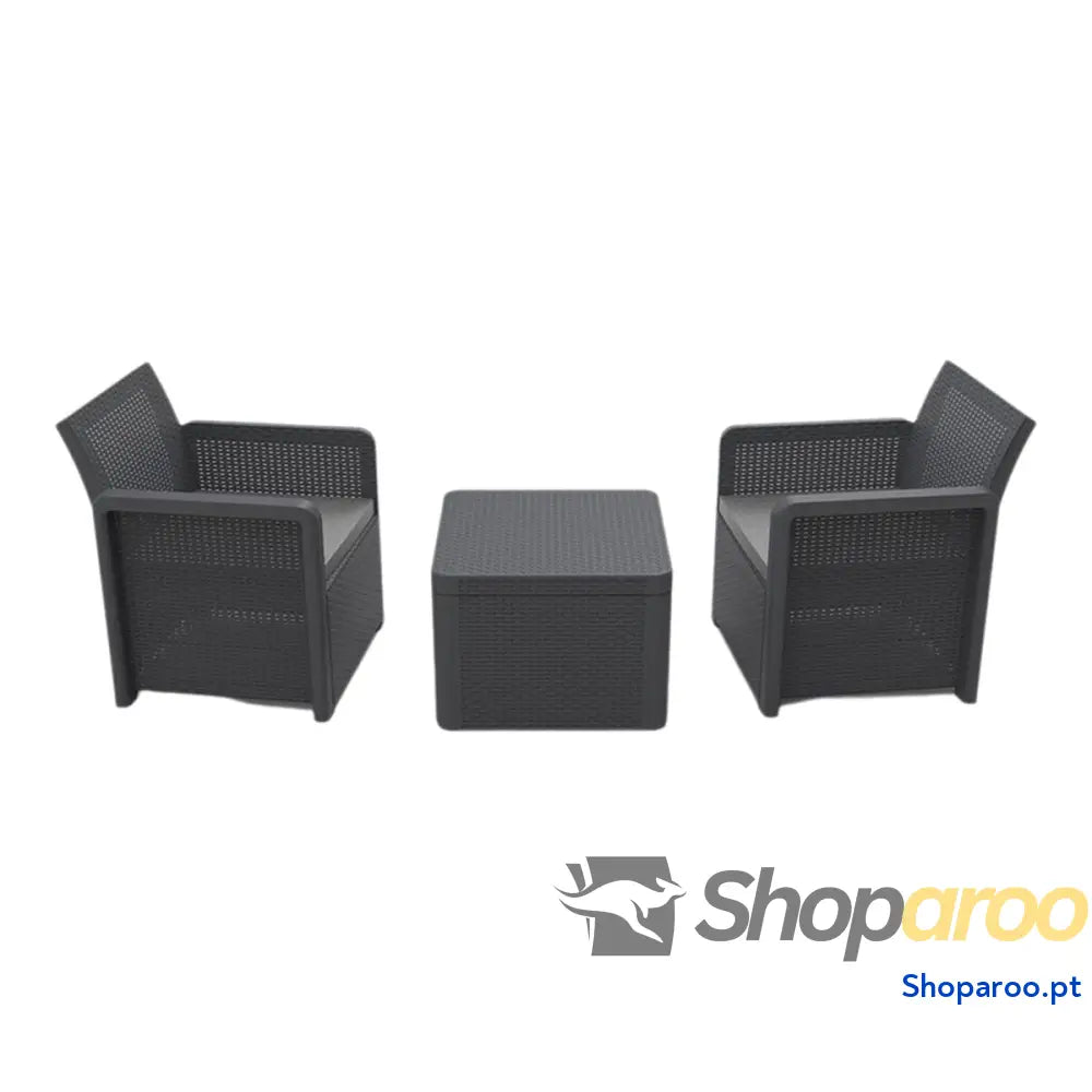 Conjunto de Mesa com 2 Poltronas Shaf Antracite 57 X 57 X 42 CM (3 Peças)