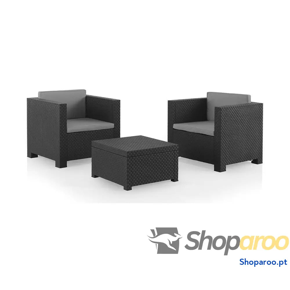 Conjunto de Mesa com 2 Poltronas SP Berner Diva tete grafit