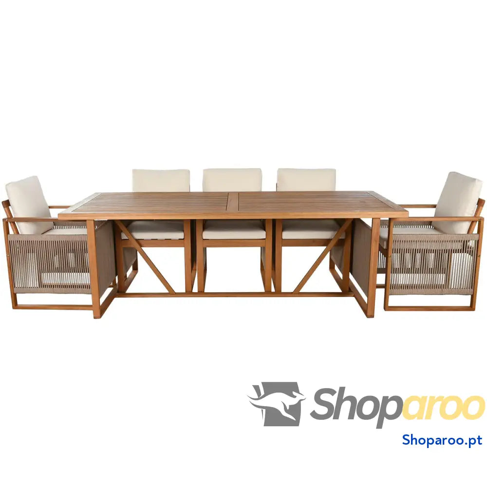 Conjunto de mesa com cadeiras Home ESPRIT Castanho 230 x 100 x 75 cm