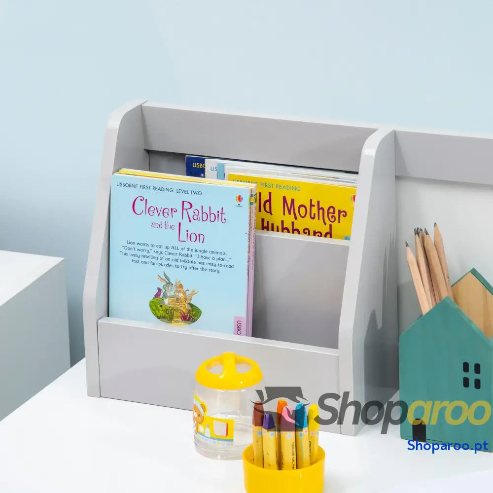 Conjunto de Mesa e Cadeira Infantil Madeira com Quadro Branco Estudo para Crianças acima 5 Anos 90x45x85cm Cinza