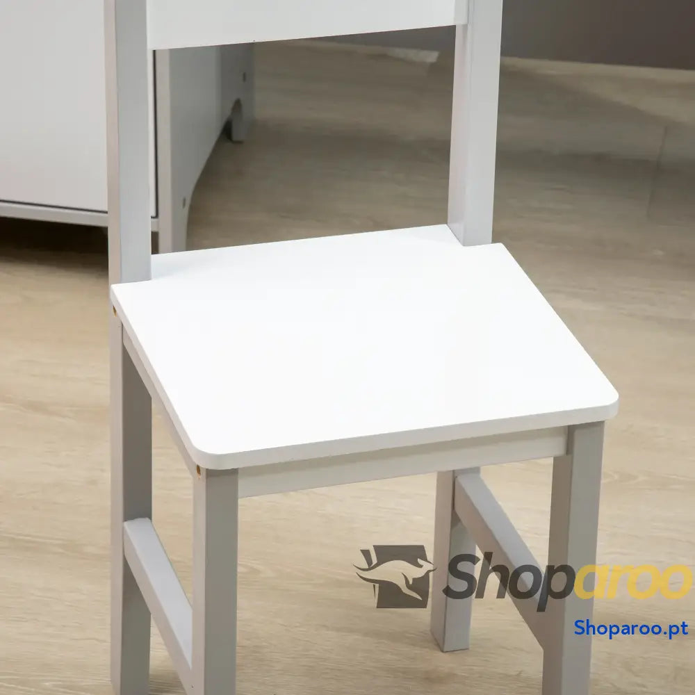 Conjunto de Mesa e Cadeira Infantil Madeira com Quadro Branco Estudo para Crianças acima 5 Anos 90x45x85cm Cinza