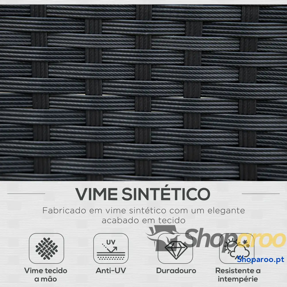 Conjunto de Móveis Jardim Vime PE 7 Peças Mesa Sofás Bancos com Almofadas Laváveis Preto Areia e Verde