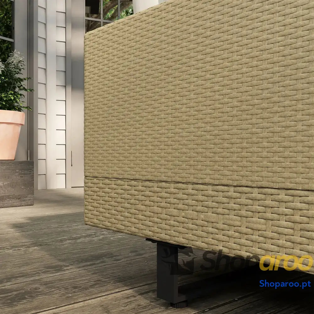 Conjunto de Móveis Vime 3 Peças Mesa Centro Sofá Duplo e Lugares para Terraço Jardim Pátio Bege