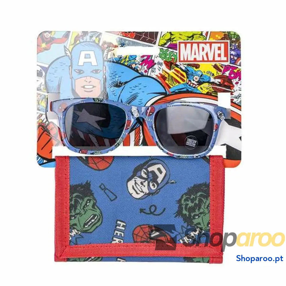 Conjunto de óculos de sol e carteira The Avengers 2 Peças Azul