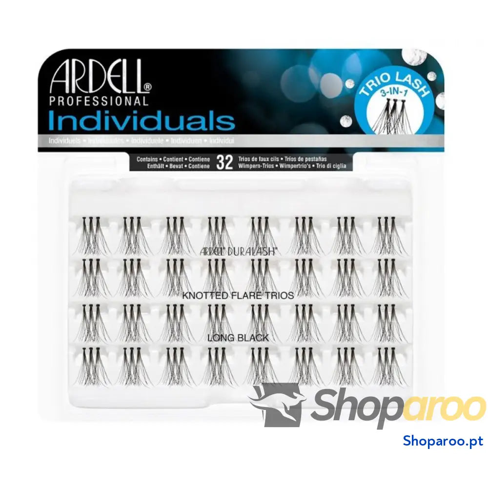 Conjunto de pestanas postiças Ardell Duralash Long Black Pestanas individuais 32 Unidades