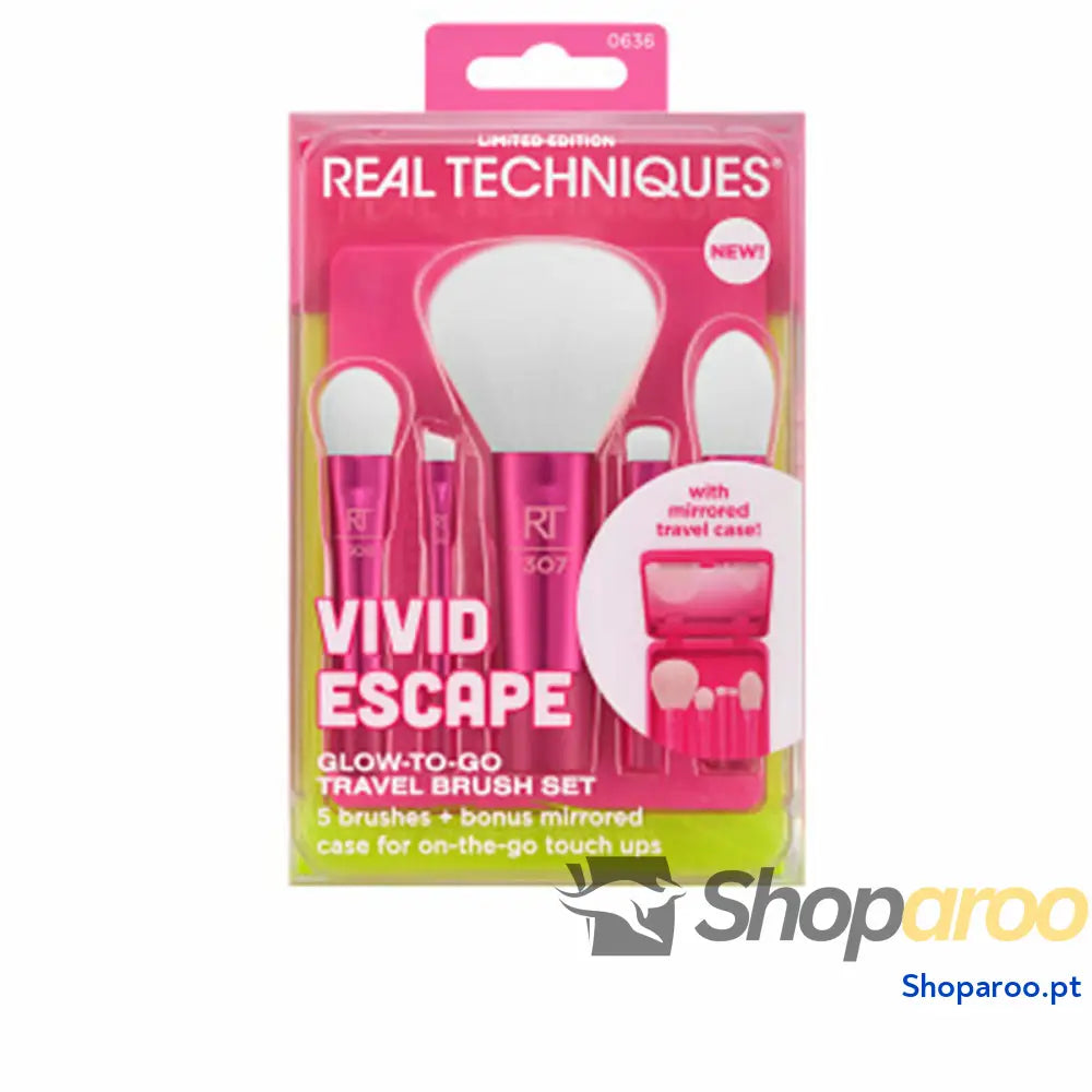 Conjunto de Pincéis de Maquilhagem Real Techniques VIVID ESCAPE 5 Peças