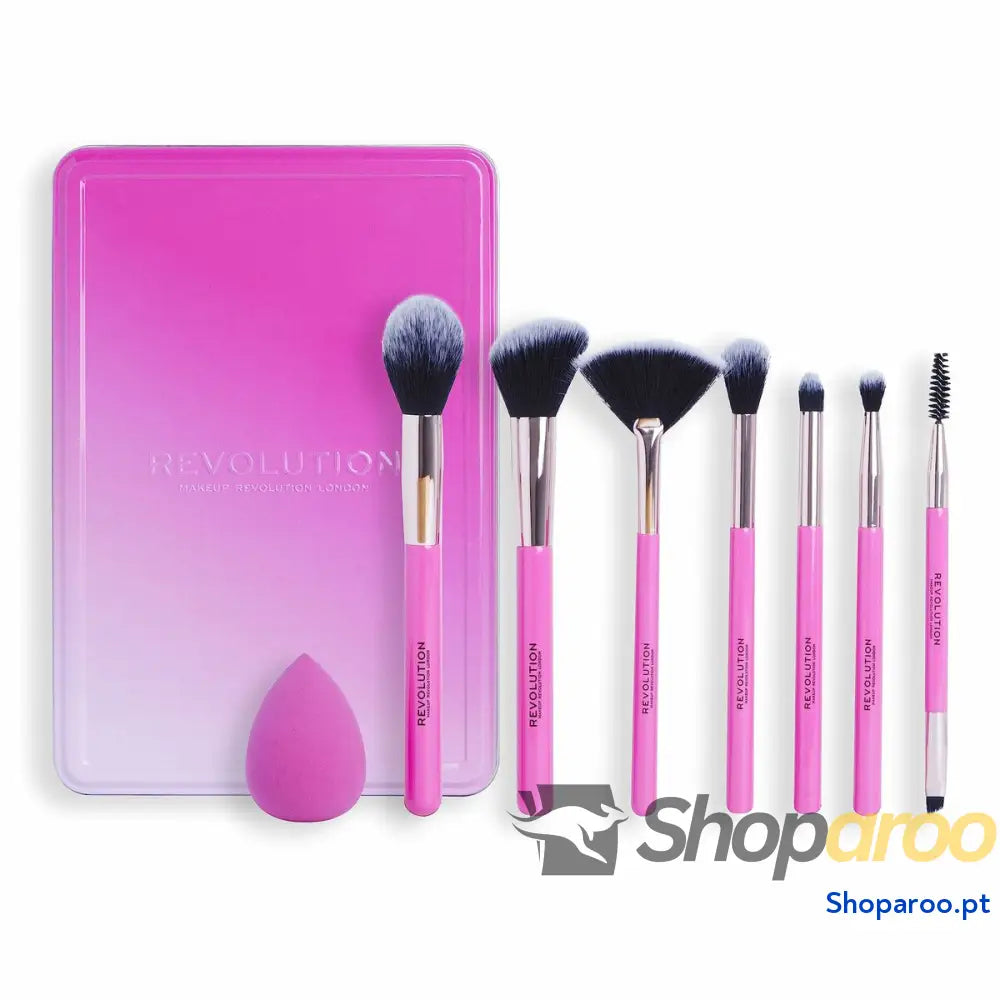 Conjunto de Pincéis de Maquilhagem Revolution Make Up The Brush Edit Cor de Rosa 8 Peças