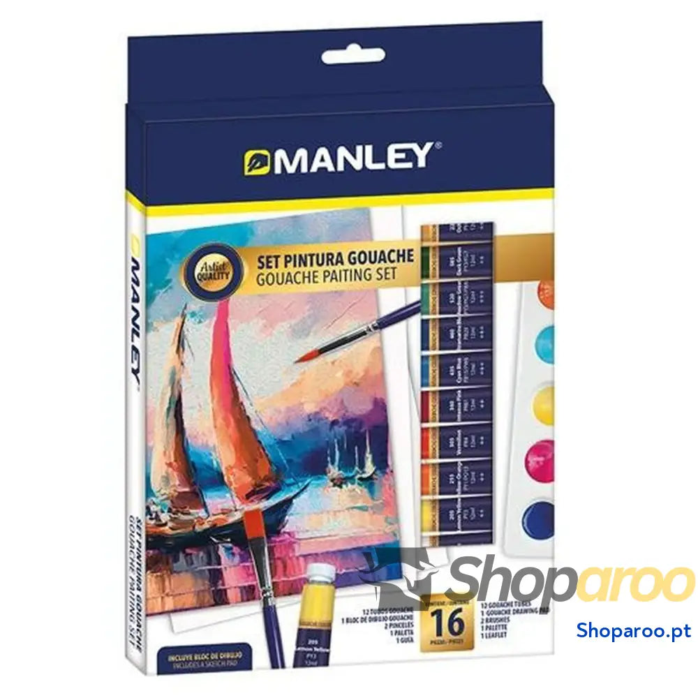 Conjunto de pintura a guache Manley 16 Peças Multicolor