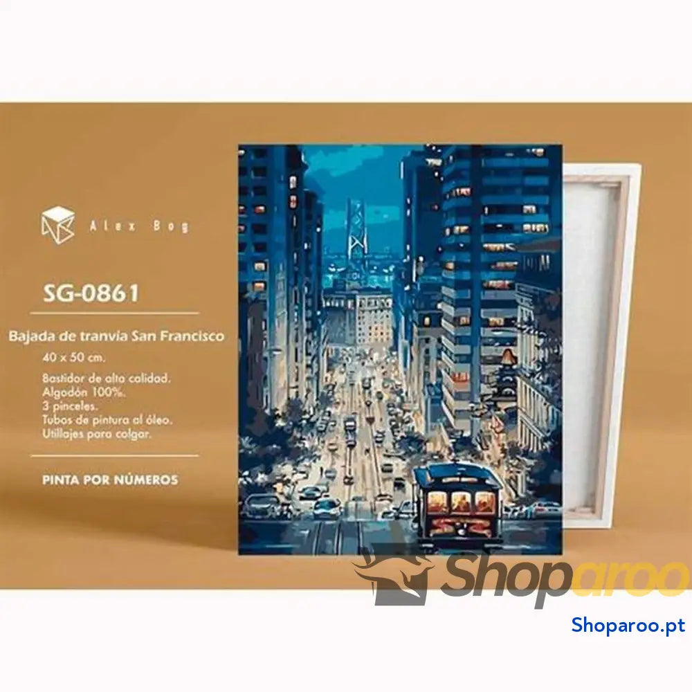Conjunto de pintura por números Alex Bog Bajada Tranvía San Francisco 40 x 50 cm Números