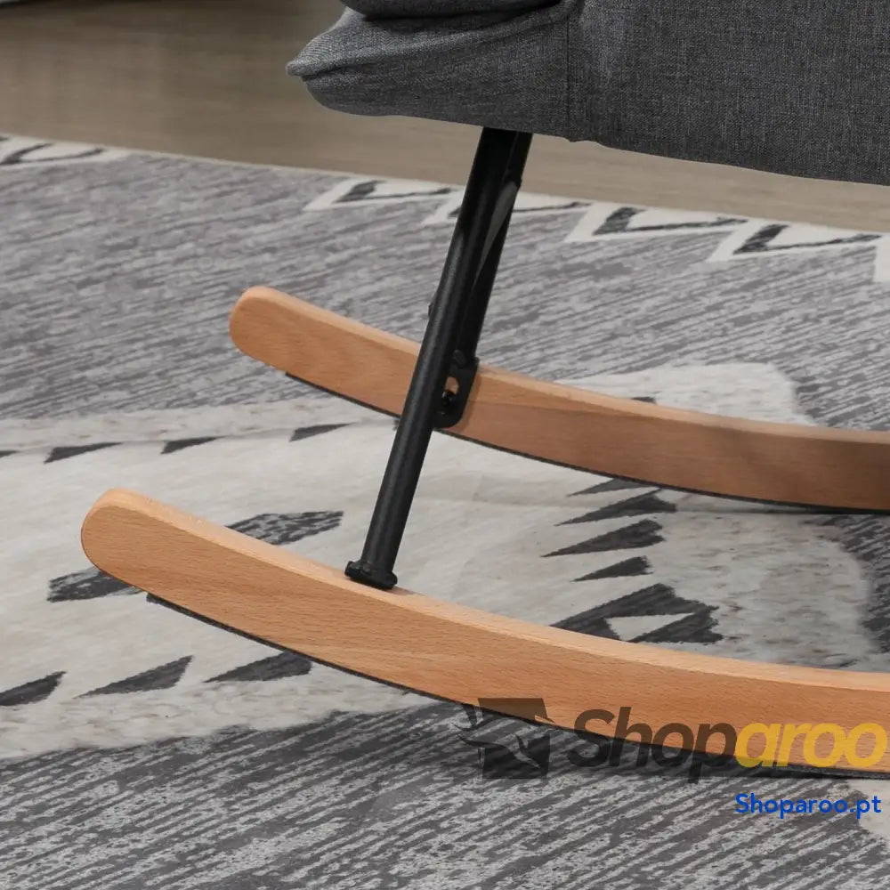 Conjunto de Poltrona Baloiço com Apoio para os Pés Relax Almofada Acolchoada e Anti-Tombo 64x89x90 cm Cinza