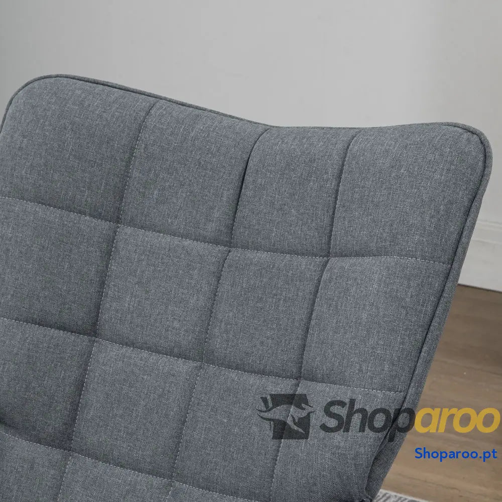 Conjunto de Poltrona Baloiço com Apoio para os Pés Relax Almofada Acolchoada e Anti-Tombo 64x89x90 cm Cinza
