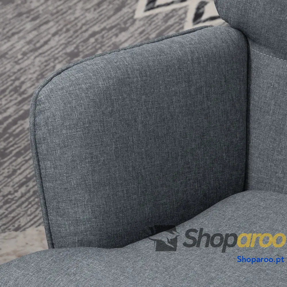 Conjunto de Poltrona Baloiço com Apoio para os Pés Relax Almofada Acolchoada e Anti-Tombo 64x89x90 cm Cinza
