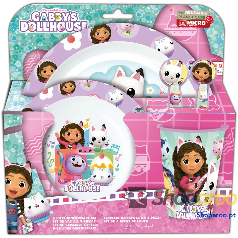 Conjunto de pratos infantil Gabby’s Dollhouse Party (5 Peças)