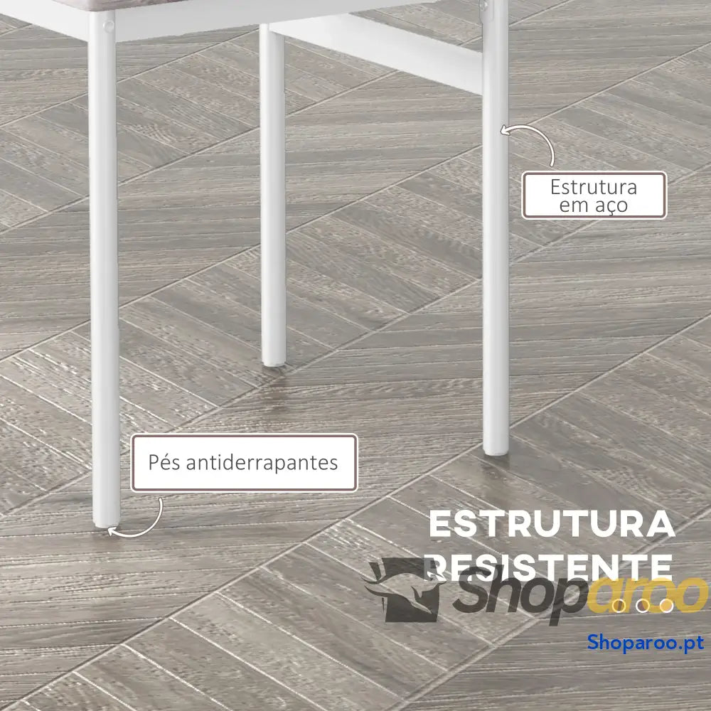 Conjunto de Refeição 5 Peças Mesa e 4 Cadeiras para Pessoas com Estrutura Aço 110x70x75 cm Madeira Branco