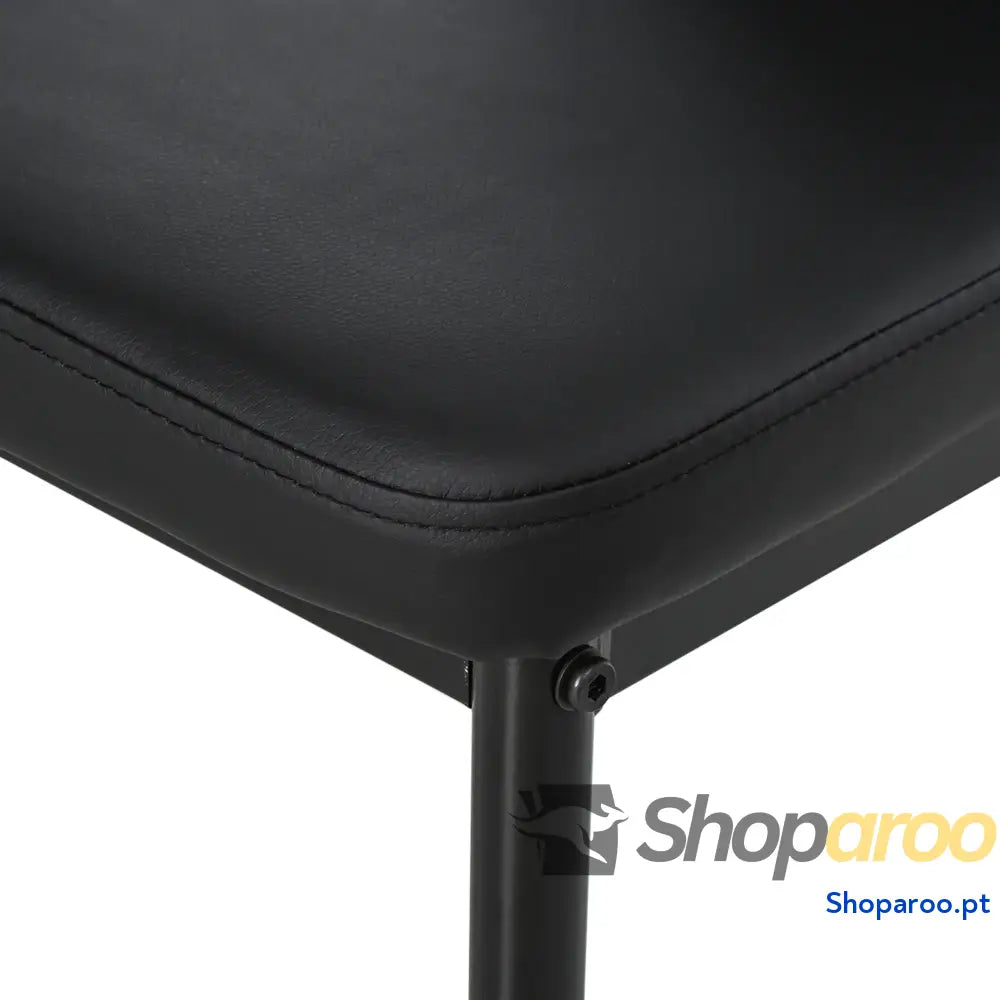 Conjunto de Refeição com Mesa Retangular Vidro Temperado e 4 Cadeiras Estofadas em PU Pés Metal Preto