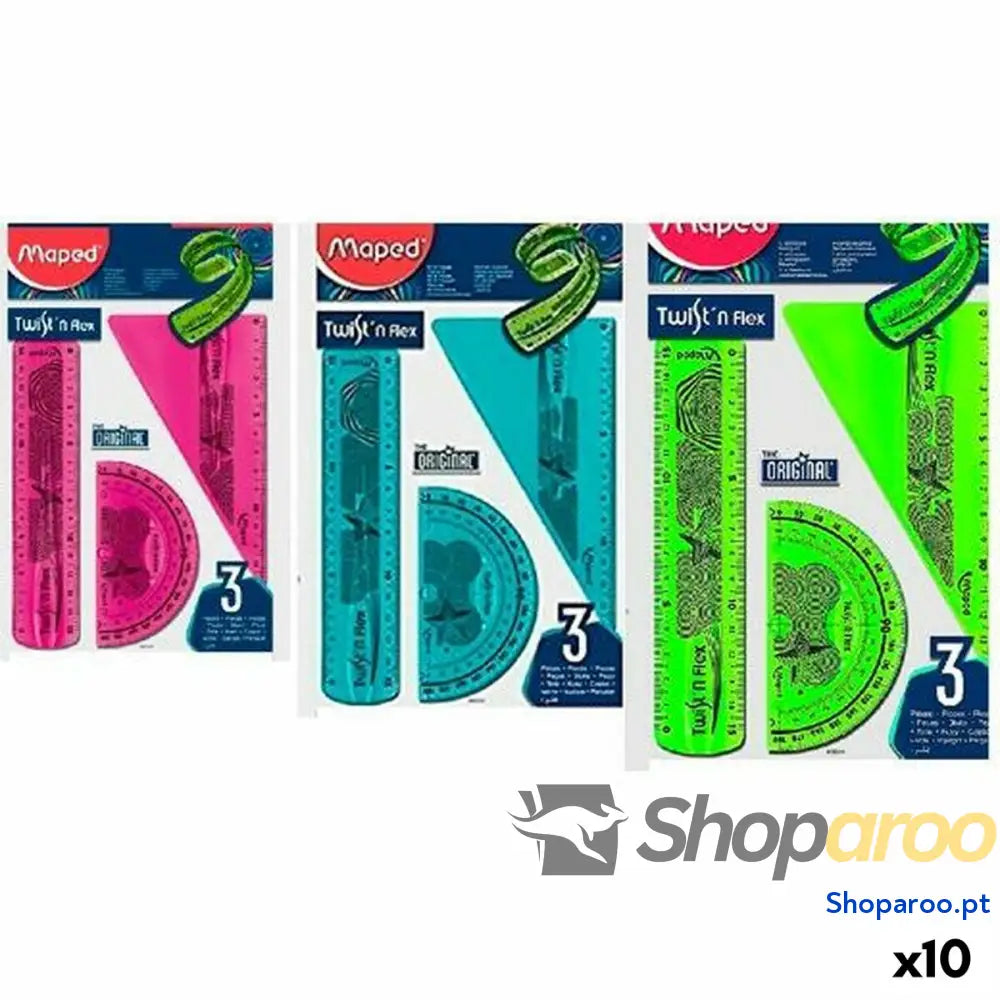 Conjunto de regras Maped Twist'n Flex Original 3 Peças 10 Unidades