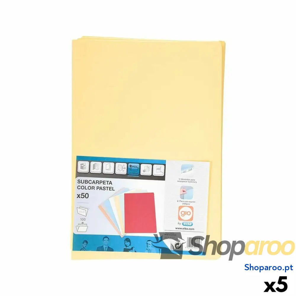 Conjunto de Subpastas Elba Amarelo A4 50 Peças (5 Unidades)