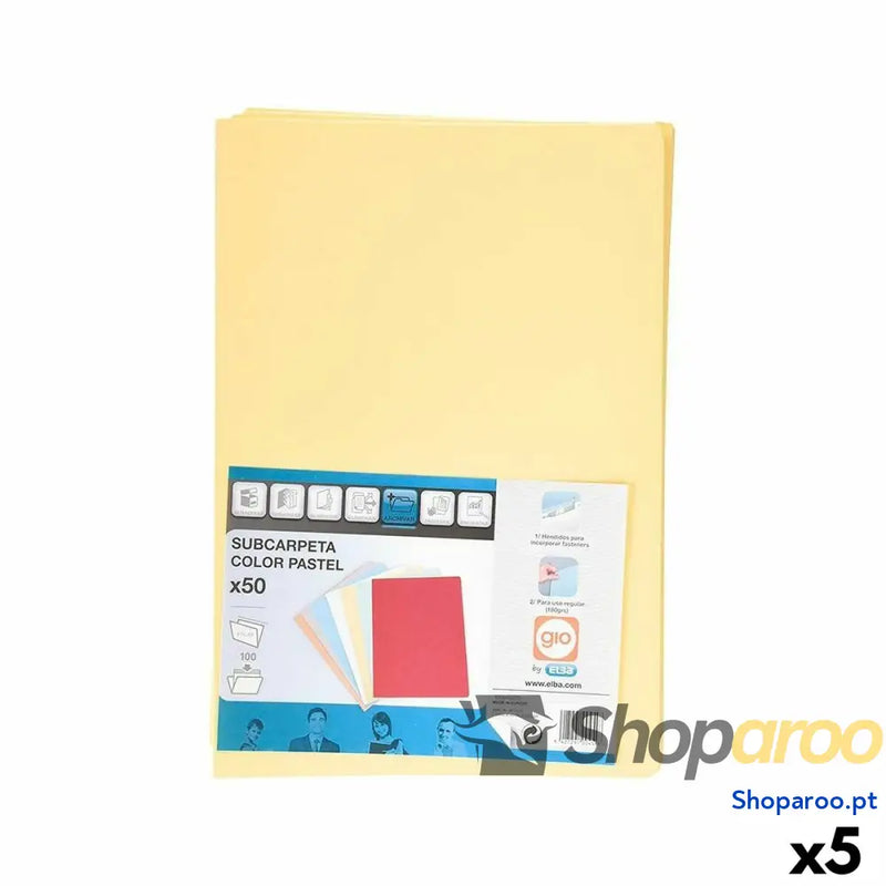 Conjunto de Subpastas Elba Amarelo A4 50 Peças (5 Unidades)
