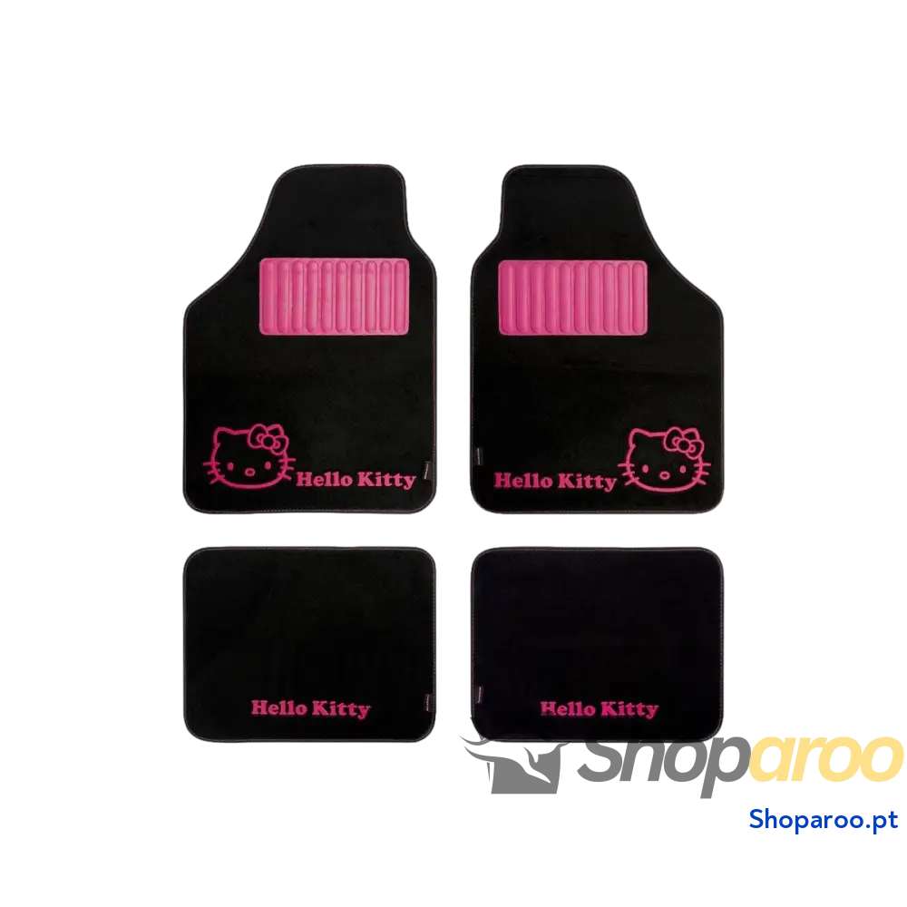 Conjunto de Tapetes Carro Hello Kitty Preto Cor Rosa (4 pcs)