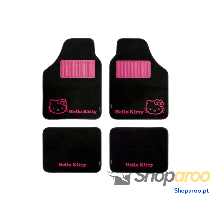 Conjunto de Tapetes Carro Hello Kitty Preto Cor Rosa (4 pcs)