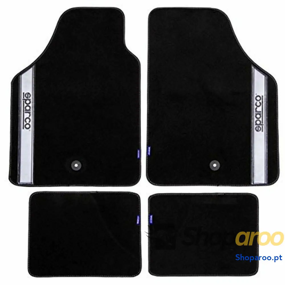 Conjunto de Tapetes Carro Sparco Preto/Prateado Cinzento Prateado Alcatifa (4 pcs)