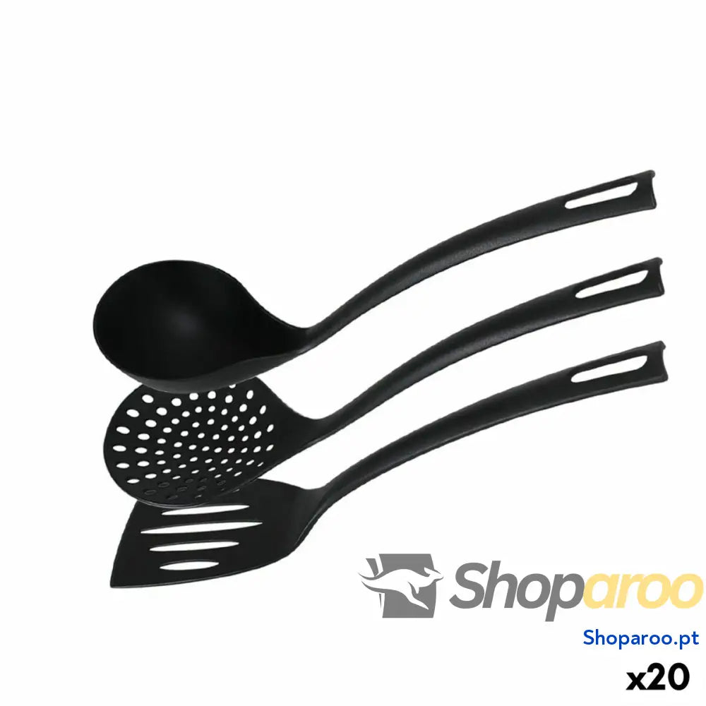 Conjunto de Utensílios de Cozinha Quttin   Nylon Preto 3 Peças (20 Unidades)