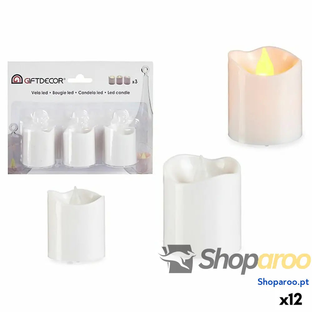 Conjunto de Velas 3,7 x 3,7 x 5 cm Branco (12 Unidades)