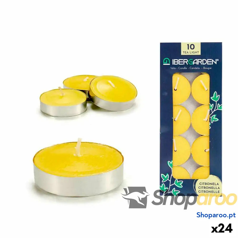 Conjunto de Velas Ibergarden HL-1010CIT Amarelo Metal Cera Citronela (24 Unidades)