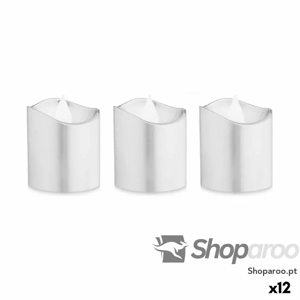 Conjunto de Velas LED Prateado 3,7 x 3,7 x 5 cm (12 Unidades)
