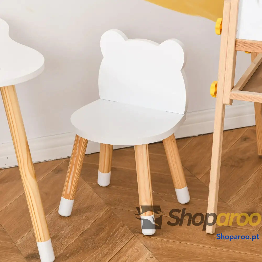 Conjunto Infantil de Mesa e 2 Cadeiras Madeira Móveis para Sala Jogos Dormitório Crianças 56x56x50cm Cadeira 28x25x46cm