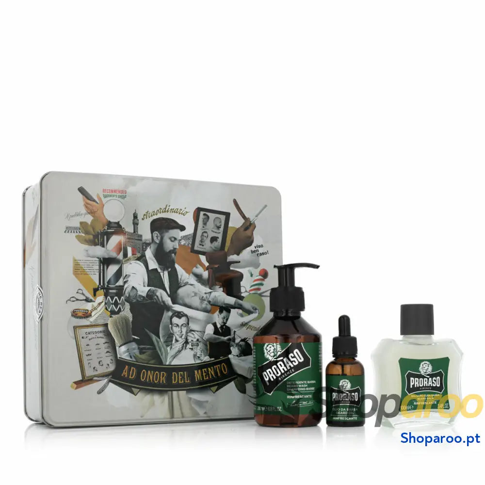 Conjunto para o Cuidado da Barba Proraso Línea Refrescante 3 Peças