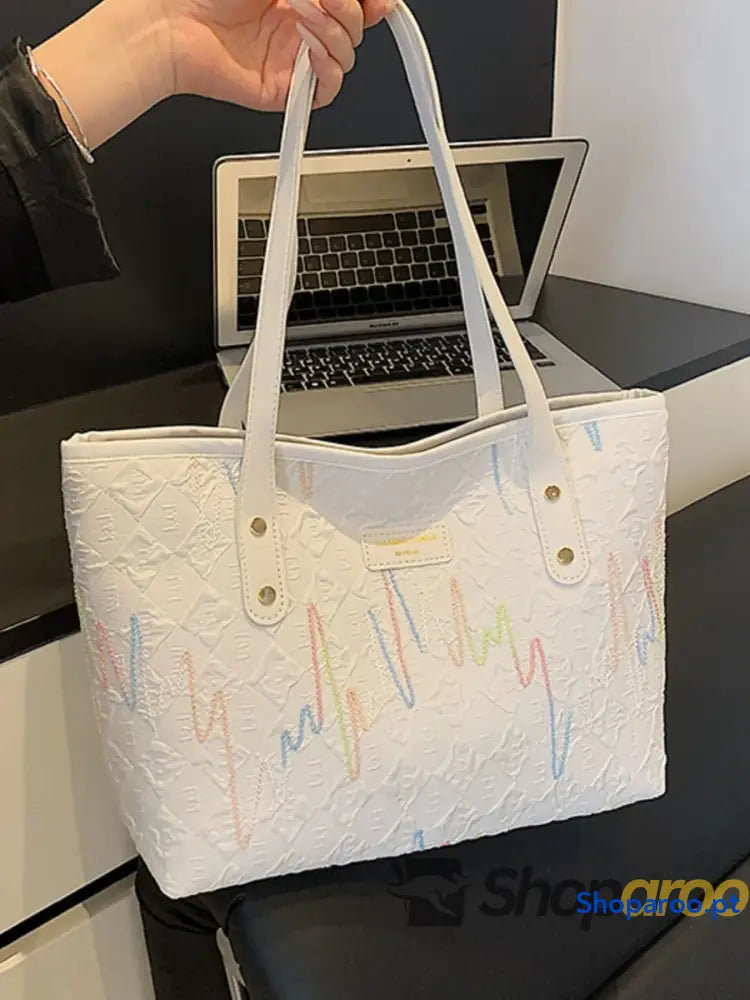 Contrast PU Leather Tote Bag