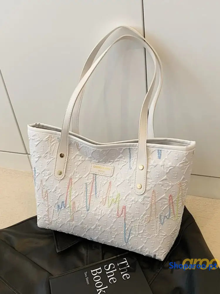 Contrast PU Leather Tote Bag