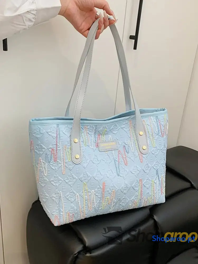 Contrast PU Leather Tote Bag