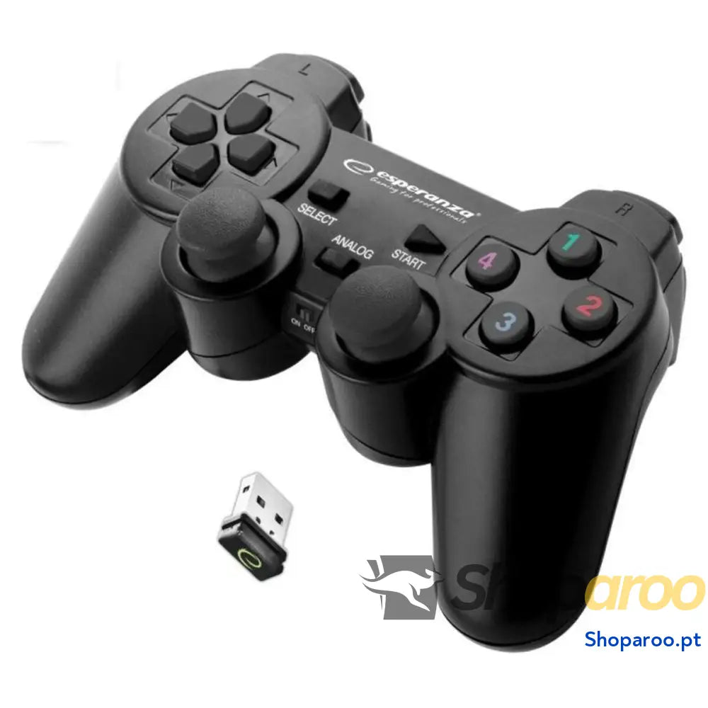 Controlo remoto sem fios para videojogos Esperanza Gladiator GX600 USB 2.0 Branco Preto PC PlayStation 3